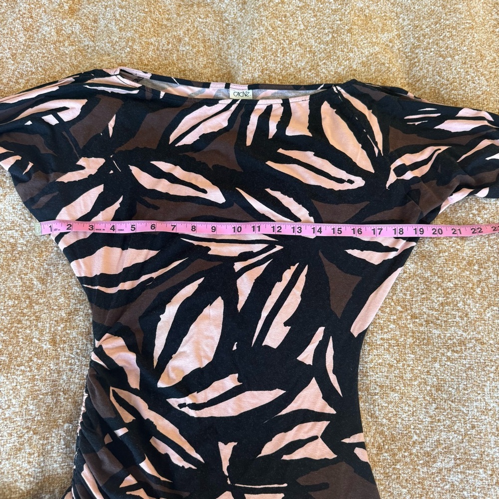 Cache Vintage Dress Cold Shoulder Ruched Asymmetrical Batwing Office Business - Picture 7 of 8